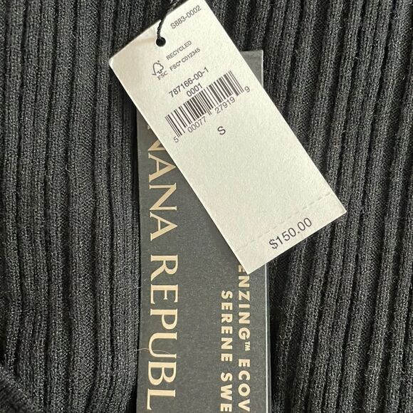 BANANA REPUBLIC Ribbed V-Neck Sweater Dress, Black, Size Small NWT $150 - Picture 6 of 15